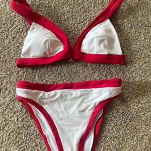 hollister red and white bikini